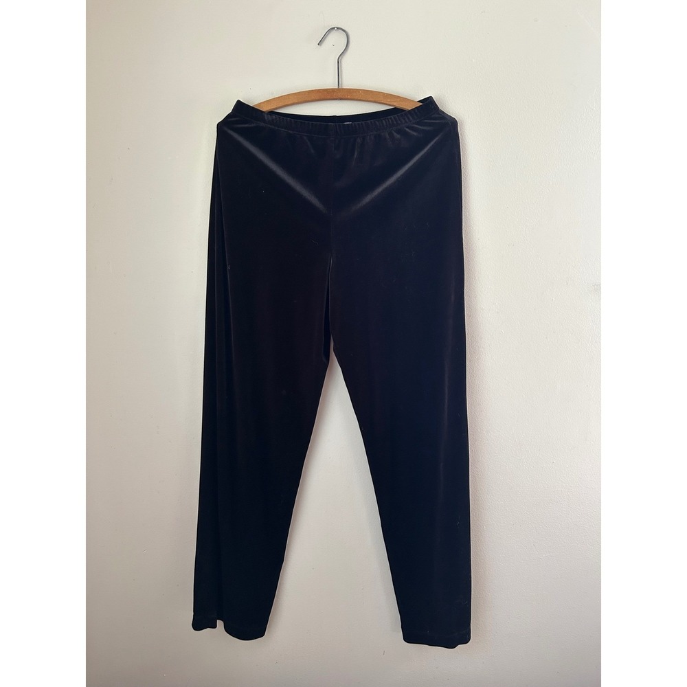 Y2K  Black Velvet Pants Womens M‎ Stretch Casual Whismigoth Grunge Indie Glam